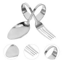 Stainless Steel Fork and Spoon Set Curved Handle 2 Pieces