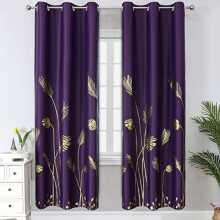 Purple blackout curtains 42x72 inch gold palm pattern 2