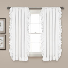 Reyna Ruffle Window Curtain Panel Set, Pair, 54"x45", White – Flowy Romantic Curtains for Bedroom/Living Room/Dining Room – Farmhouse & Cottage