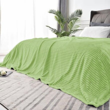 King Size Fleece Blanket – 3D Ribbed Jacquard, Soft & Warm Sage Green Throw (108x90 in) for Couch, Bed, Sofa