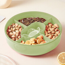 Boîte à goûter portable étanche avec séparateurs et couvercle – Verte, plateau multi-compartiments pour fêtes et pique-niques – Compatible