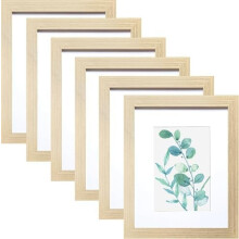 Ensemble de 6 cadres photo 8x10 pouces, aspect bois naturel, pour photos 5x7 pouces avec passe-partout ou 8x10 pouces sans passe-partout.