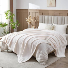 Super Soft Queen Blanket Ivory Premium Silky Flannel Fleece Leaves Pattern Lightweight Bed Blanket All Season Use (Ivory, Queen(90"x90"))