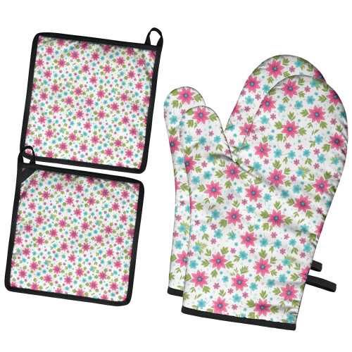 Ofenhandschuhe mit Blumenmuster, 2er-Pack, 19,5 x 30,5 cm