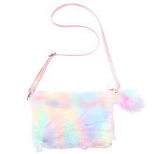 Dievčenská crossbody kabelka GASTROPOD, dámska peňaženka s dúhovým dizajnom, mäkká chlpatá dievčenská kabelka, farebná