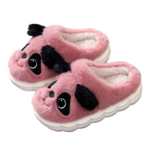 Pantoufles en peluche pour filles et garçons, chaudes, à bout fermé, motif animal de dessin animé, semelle non souple, confortables pour la