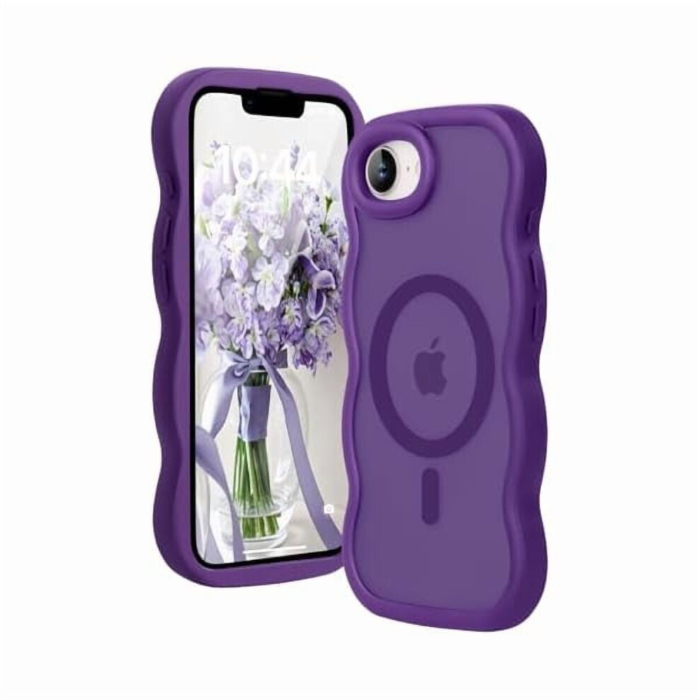 Zlcb Magnetic Case For Iphone 16E, Magsafe-Compatible, Wavy Translucent Matte Silicone Bumper, Shockproof, Dark Purple 9450273884318