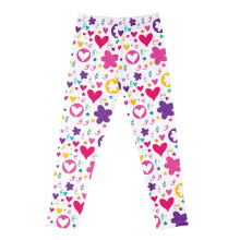 VERUGU Girls Leggings Kids Thin Printed Pants High Waist Stretchy Soft Tights Spring Fall Leggings for School Wearing White 4 Years