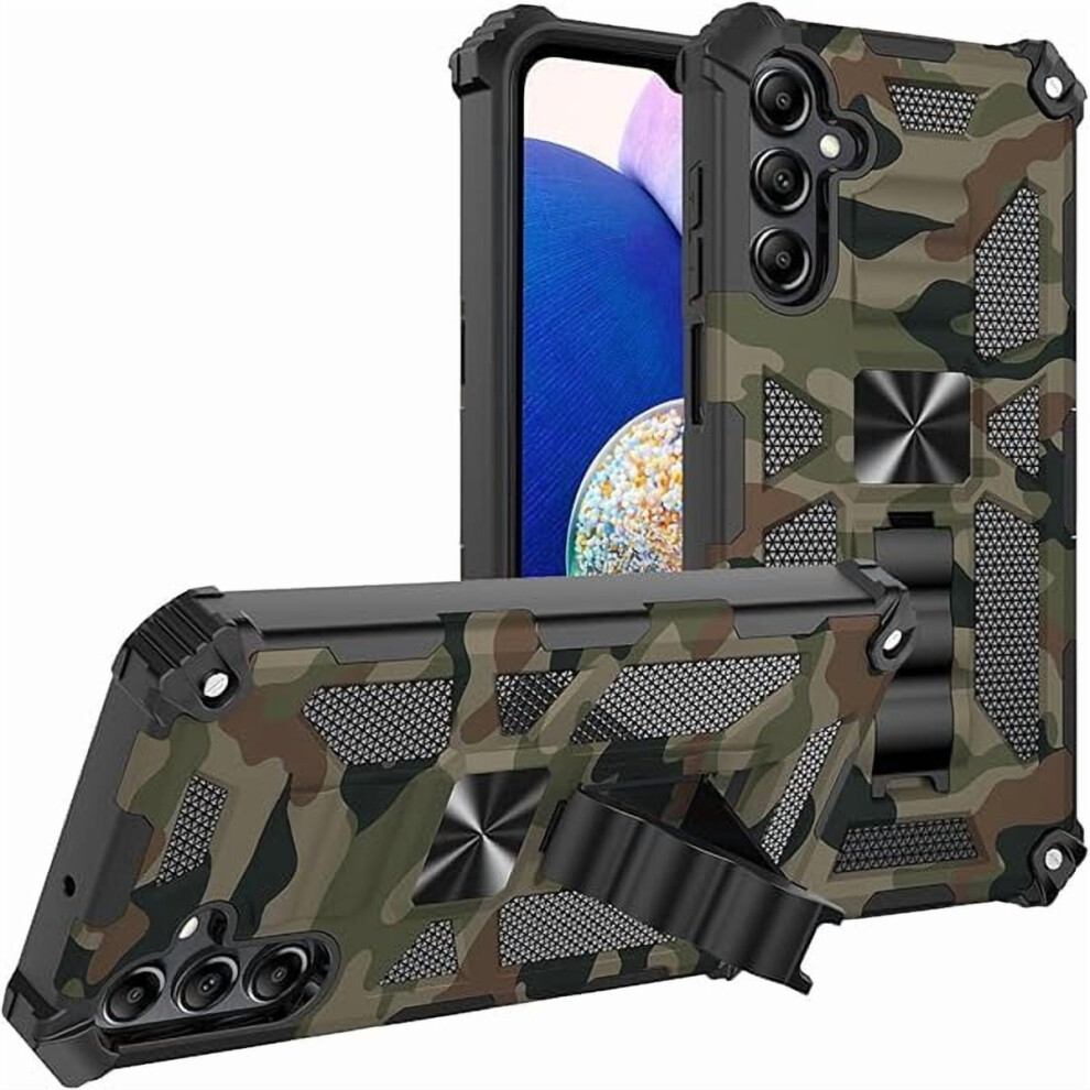 Zcfor Compatible With Samsung Galaxy A16 5G/4G Camo Case With Kickstand, Shockproof Military-Grade Protective Cover, Army Green 9450273884325