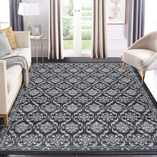 Modern Non-Slip Area Rug 8x10 Black Grey