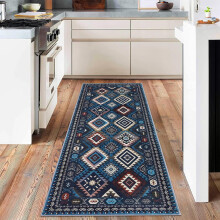 Tapis lavable en machine, antidérapant, à poils courts, motif géométrique, style western, facile d'entretien, idéal pour le salon, la chambre,