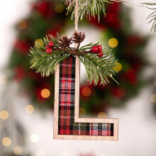 Christmas Letter Ornaments – Red Wooden DIY Hanging Decor