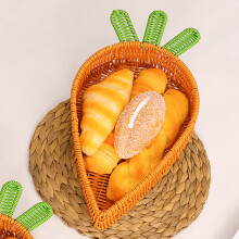 Radish-Shaped Bamboo Basket, 12.6"x9.06"x2.95", Natural Rattan Fruit/Bread Bowl, Stackable Kitchen & Picnic Decor