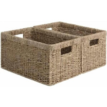 Medium Wicker Storage Basket with Handles, 2-Pack