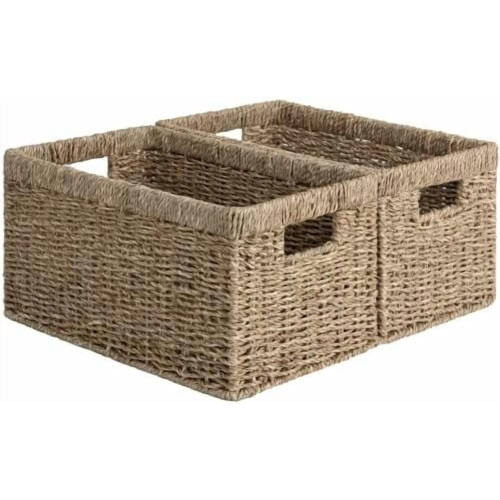 Medium Wicker Storage Basket with Handles, 2-Pack