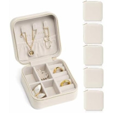 Caixa organizadora de joias para viagem, estojo pequeno para joias, ideal para meninas e mulheres - branco (pacote com 6 unidades)