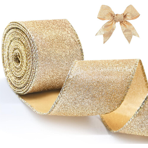 Weihnachtsband 2,5" x 10Yds Drahtglitzer