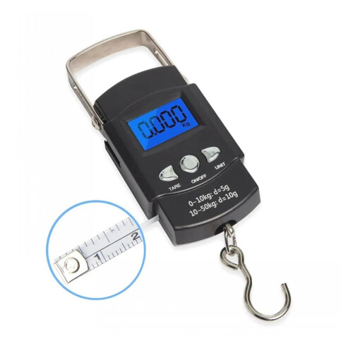 Portable hanging fish scale LCD metric retractable