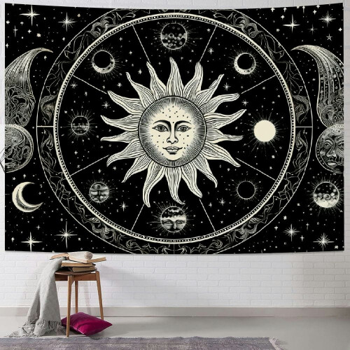 Sun and Moon Psychedelic Tapestry 60x50 inch
