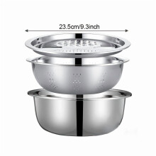 EASTIN 3-Pc Stainless Steel Kitchen Set with Grinder, Filter & Mixing Bowl – for Fruits, Veggies, Cheese | Food-Safe | Compatible with