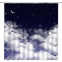 Moon Shower Curtain – Starry Sky Design, 84 x 72 in,
