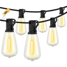 Doukegde100FT Luzes de corda LED para exterior, 2700K, 52 lâmpadas vintage inquebráveis, à prova d'água, com plugue — Varanda, quintal, jardim,