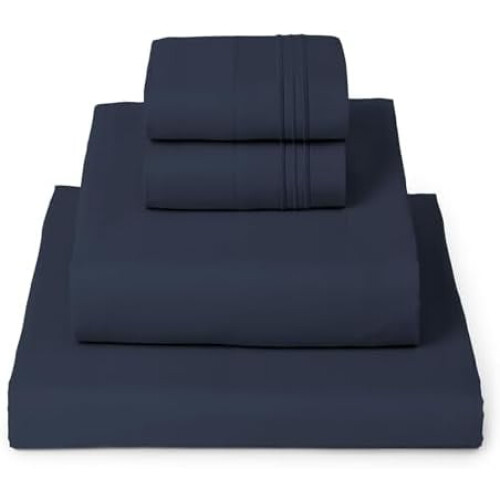 Queen Microfiber Sheet Set – 4-Piece, Deep Pocket, Navy