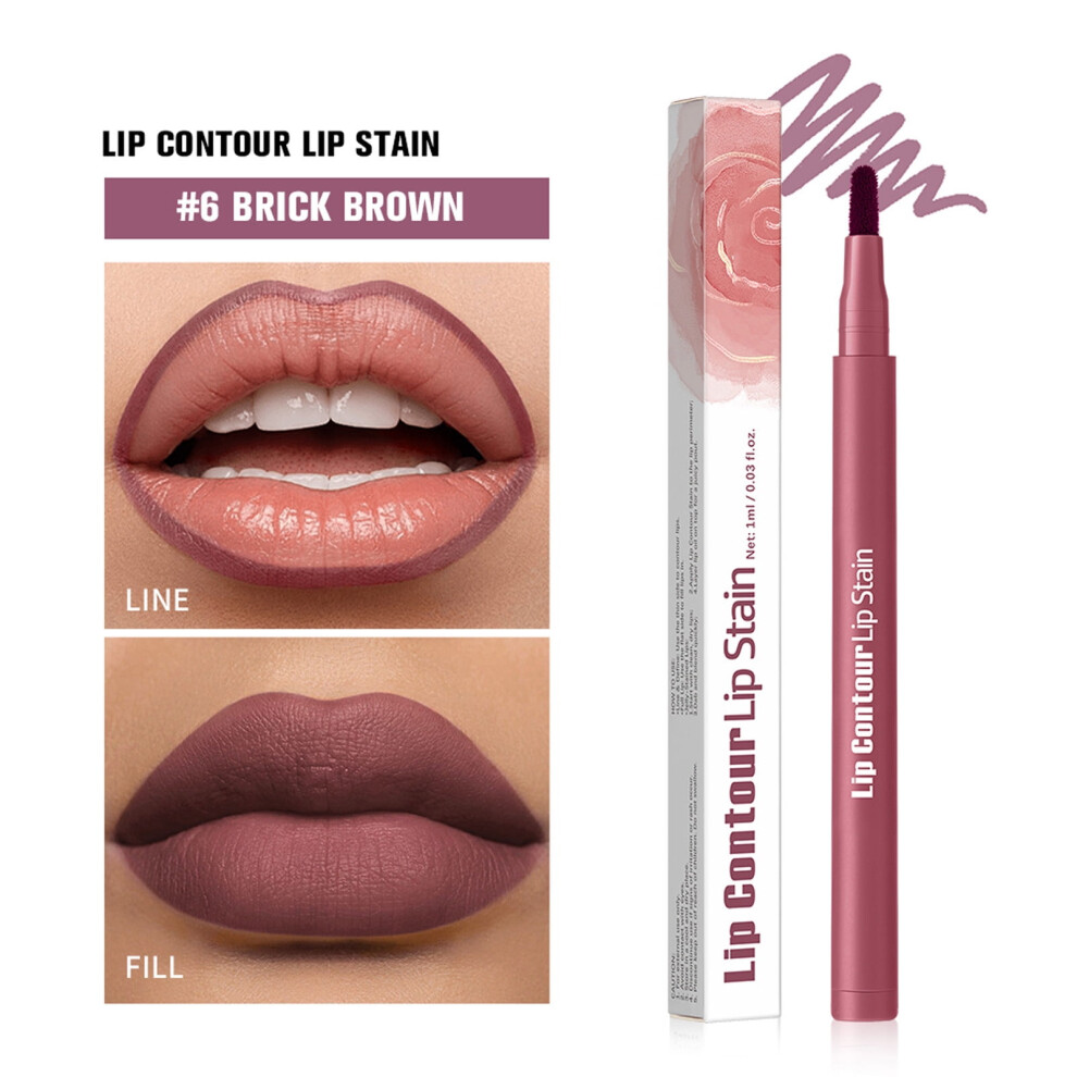 2-in-1 Lip and Stain Pen,Long-Lasting Smudge-Proof Pigmented Lip Makeup for All-Day Color