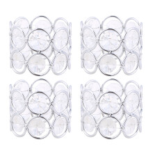 4er-Pack Serviettenringe aus silbernem Metall und Kristall