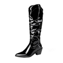 Stivali da equitazione da donna taglie forti, punta a punta, tacco alto spesso, manica alta, stile cavaliere, danza US: 8.5(41)