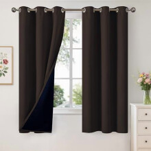 100% Blackout Curtains 42x68 in, Brown Thermal Insulated Grommet Drapes for Bedroom/Living Room, 2 Panels, Energy Saving – Compatible with Standard