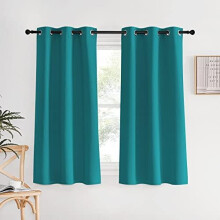 Blackout Curtains 34" W x 60" L, 2 Panels, Peacock Teal,