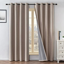 Blackout Curtains 37"W x 84"L, Beige Thermal Insulated