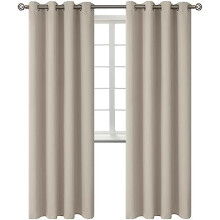 Room Darkening Curtains 84 Inches Long - Grommet Thermal Insulated Drapes Window Treatment Curtains for Bedroom, 2 Panels, 52 x 84 Inch, Camel
