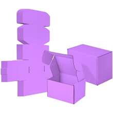 Verpakking van 25 paarse golfkartonnen verzenddozen (7x5x4 inch), geschikt voor het verzenden en verpakken van cadeaus door kleine bedrijven.