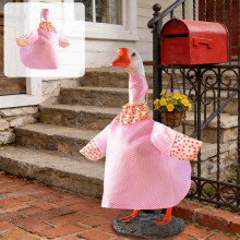 Gänse-Outfit für 58 cm große Statue, rosa Stoffkleid und Schal