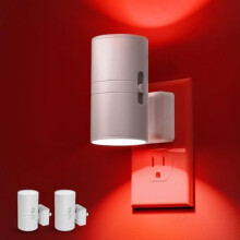 Luce notturna a LED rossa con sensore di luce, dimmerabile, da parete, compatibile con prese americane, confezione da 2