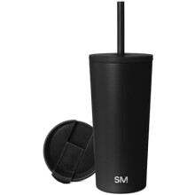 Gobelet isotherme de 590 ml avec couvercle et paille – Tasse à café glacé réutilisable en acier inoxydable, mug de voyage, cadeau pour femmes