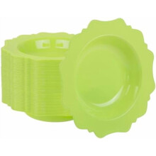 Lot de 60 bols à soupe jetables vert citron de 35 cl, bols à dessert/salade en plastique résistant pour fêtes, mariages et dîners.