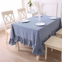 Cotton Gingham Tablecloth with Ruffled Edge 70x52 in