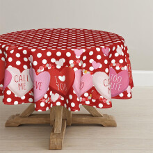 Valentine's Day Tablecloth 60x60 Inch Round Red Polyester