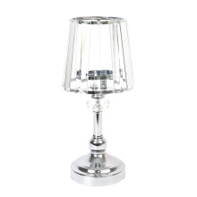 Silver Metal Candle Holders with Clear Glass Shades (2 pcs)