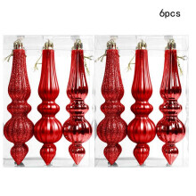 Red Cone-Shaped Christmas Ornaments 6.6in 6 pcs