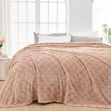 Super Soft King Blanket Taupe Premium Silky Flannel Fleece 3D Checkered Lightweight Bed Blanket All Season Use (Taupe Checkered, King(90"x110"))