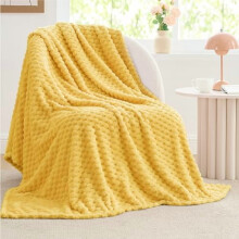 Jacquard Blanket- 3D Fleece Decorative Yellow Throw Blanket, Super Soft and Cozy Warm Fuzzy Blanket All Seasons Suitable, 50x60Inches