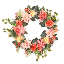 Realistic Dahlia Wreath Plastic Decorative Door Hanging