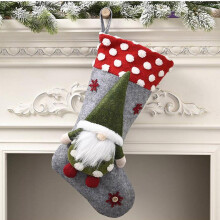 3D Gnome Santa Christmas Stocking – Polyester, 47 x 26 cm
