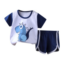 Småbarn Gutteklær Jente Sommer Kortermet Tegneserietrykk Topper Shorts 2PCS Antrekksett for Barn 12-18 Måneder