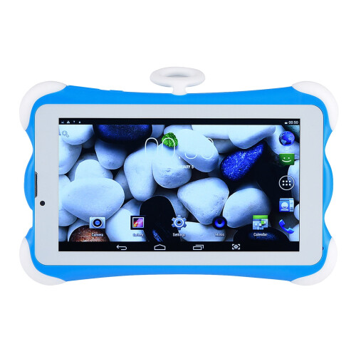 Tablet Android de 7 polegadas para educação infantil, com suporte para cartão SIM, chamadas, bateria de longa duração e cor azul.