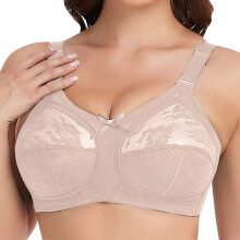 YOUSNH Women's Plus Size Bra Minimiser Lace Full Coverage Firm Hold Non Padded Non Wired Bras for Women Beige 44